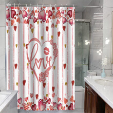 Valentinsdags badeforhæng – polyester, 180x180 cm