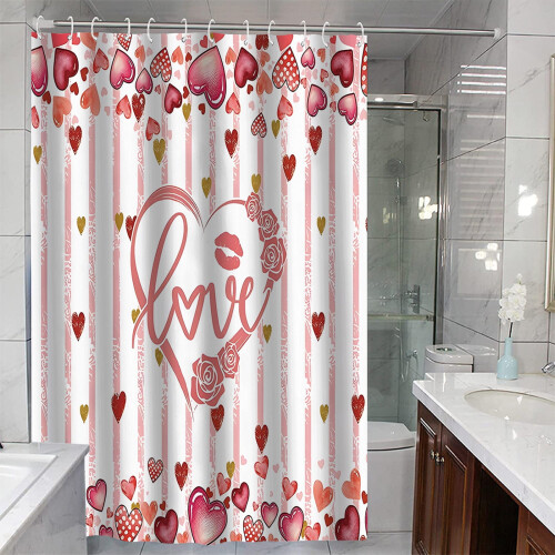 Valentinsdags badeforhæng – polyester, 180x180 cm