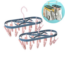 Étendoir à linge rétractable à 12 pinces avec crochet à 360