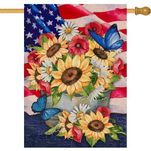 Drapeau de jardin patriotique Tournesol 28x40 pouces