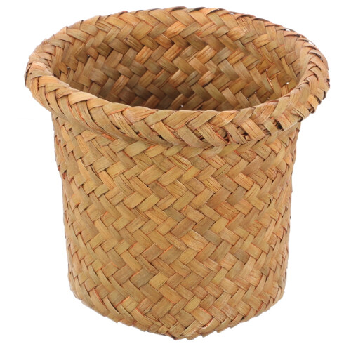 Geweven afvalmand van zeegras – Oranje, 21x21x18 cm