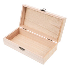Boîte de rangement en bois jaune clair avec couvercle à charnière