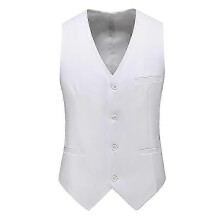 (5XL, white) Vest Mens Fashion Casual High Quality Solid Color Slim Large Size Business Office Waistcoat Men Groom Wedding Dress Suit Vests