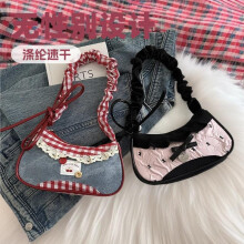 (Black) 2026 Autumn New Fashion Armpit Color Block Versatile Shoulder Bag Girl Stylish Plaid Handbag Women Purse