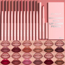 (02) DUNUF Velvet Matte Lip Liner Pencil Set of 6, Easy to Apply, Long-Lasting Waterproof, Non-Smudge Lip Defining Pencil Kit