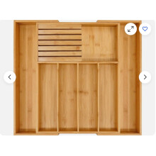 Bamboo Cutlery Drawer Organizer Expandable 12-inch