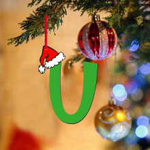 Adornos navideños de letras acrílicas, colgante plano 2D