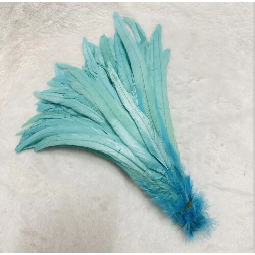 Rooster Tail Feathers Beige Water Blue 50 pcs