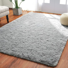 Gray Shaggy Area Rug 2x3 Ft for Bedroom Living Room