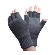 (One Size, Grey) - Mens Thermal Fingerless Gloves