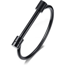 Stainless Steel D-Shaped Bar Screw Shackle Bangle Black