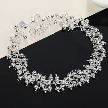 RSAMD 925 Sterling Silver Beaded Bracelet 8 inch