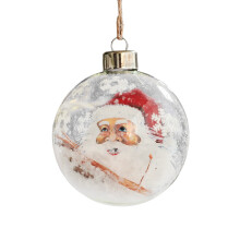 Christmas glass ball ornament with snowman design 8cm