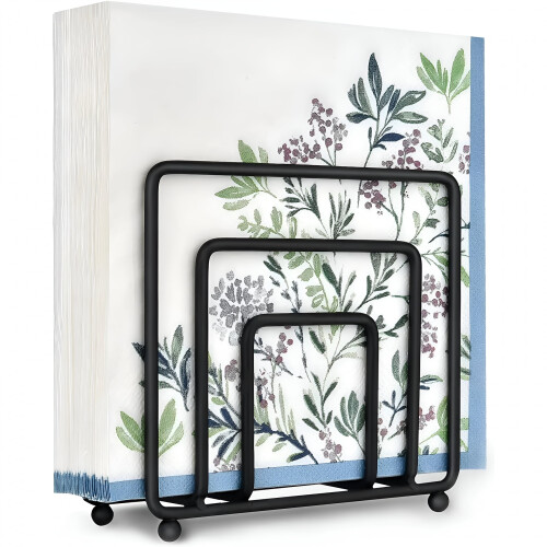 Sort metalservietholder, moderne vertikalt design, 60 dele