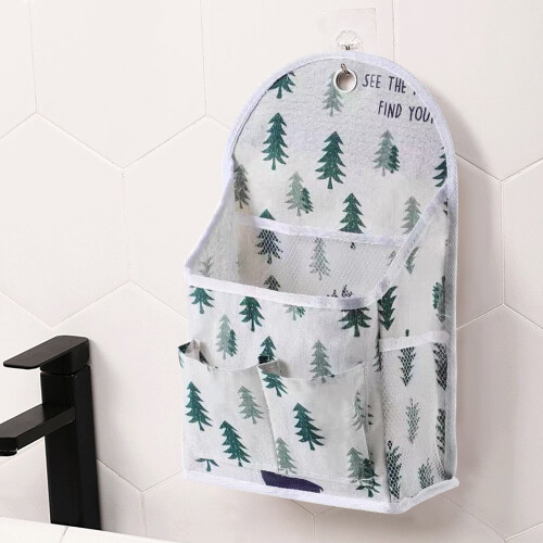 Sac de rangement mural avec poches, en coton et lin