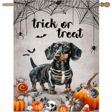 Steag de grădină Dachshund Halloween, 28x40, față-verso