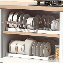 Organizador expandible para ollas y sartenes, acero inoxidable,