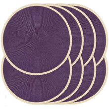 Ronde placemats van 38 cm (15 inch), set van 8, met gevlochten papieren rand.