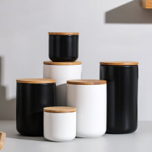 Keramische voorraadpot, zwart, keukencontainer met deksel