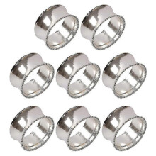 8 Anillos para servilletas de aleación de zinc con cuentas, delicados, color plata, para mesa elegante
