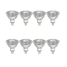 Confezione da 8 lampadine alogene GU5.3 MR16 35W 12V dimmerabili luce bianca calda 2800K 400 lumen con copertura in vetro