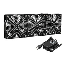 Computerventilator 3x120 mm met AC 100-240 V snelheidsregelaar en EU-stekker, stil en krachtig voor pc-koeling