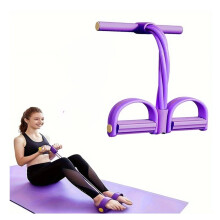 Multifunction 4 Tube Elastic Yoga Pedal Puller Resistance Band, Natural Latex, for Abdomen, Waist, Arms and Legs Fitness