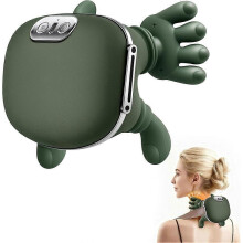 Masajeador de cuello portátil, masajeador eléctrico para cuello y espalda, amasado 4D de tejido profundo con 3 niveles de masaje
