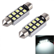 2 lampadine da lettura per auto da 39 mm, 3 W, 300 lm, 8 LED 3528 SMD, luce bianca, compatte e ad alta luminosità