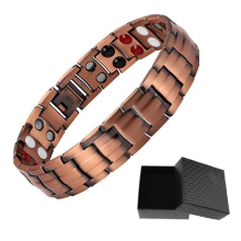 Koperen herenarmband met magneten, verstelbare lengte met maattool, pure koperarmband voor dagelijks gebruik, stijlvol en comfortabel