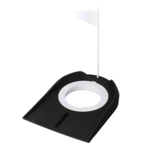 Indoor putting cup putter trainingshulp 17 x 13 cm compact lichtgewicht zwart met vlag voor tuin en buitengebruik
