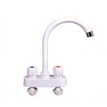 Robinet de lavabo à deux poignées en plastique pour salle de bain, évier et cuisine, eau froide et chaude, installation simple