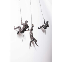 Set of 3 Bronze Climbing Rappelling Figurines, Trio Hanging Ornaments for Home, Office, Shelf and Desk Display