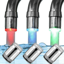 Robinet lumineux LED à dégradé à 3 températures, changement de couleur, pour lavabo de salle de bain et cuisine, plastique durable