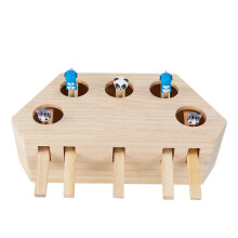 Wooden Cat Whack-a-Mole Toy, Interactive Funny Cat Puzzle Toy for Playful Cats, Durable Pet Entertainment Game
