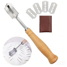 Deegsnijder voor brood, gebogen mes voor het insnijden van baguettes, precisiesnijder voor bakkers en deegbewerking, roestvrij staal, ergonomisch hand