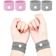 Polsbandjes tegen reisziekte, 2 paar voor verlichting van misselijkheid, roze en grijs, comfortabel en herbruikbaar
