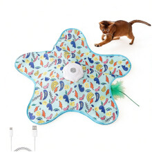 Electric Interactive Hide and Seek Cat Toy with Squeaky Mouse, Motion Activated Moving Teaser with Concealed Feathers
