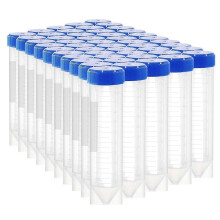 50 ml kunststof centrifugebuisjes met schroefdop, conische bodem, zelfstaand, set van 50 stuks voor laboratoriumgebruik