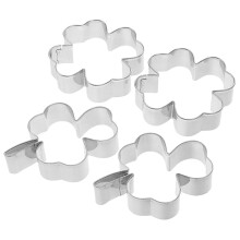 Molde para galletas de acero inoxidable 4 piezas trébol y shamrock para repostería, resistente y reutilizable