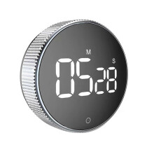 Digitaler Küchentimer mit Magnet, großes LED-Display, Lautstärke einstellbar, Countdown für Kochen und Backen, rund, für Studierende und Lernen