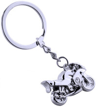 3D mini motorfiets sleutelhanger van zilverkleurig metaal, stoer en compact als cadeau voor sleutels en tas