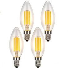 4 lampadine LED a filamento E14, base europea, 4W, luce bianca 6000K, ideale per casa e decorazione
