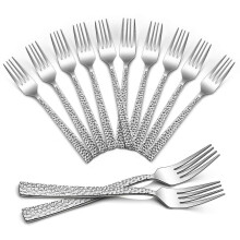 Stainless Steel Hammered Dinner Fork Set 12 Piece, 20 Cm, Mirror Finish, Dishwasher Safe, Large Table Forks for Home Dining