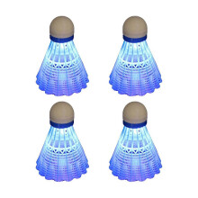 4 stuks lichtgevende badmintonshuttles met led van schuimplastic, oplichtende shuttles voor sport en spel, duurzaam en zichtbaar in het donker