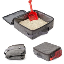 Lettiera pieghevole per gatti con coperchio, ampia apertura superiore, impermeabile, casa toilette per gatti domestica, facile da pulire, grigio scuro
