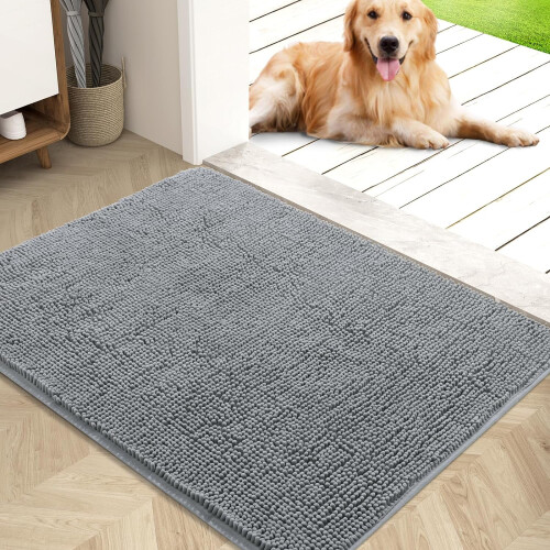 Tapete para porta de cachorro em microfibra antiderrapante, lavável e de secagem rápida.