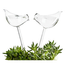 Clear Glass Bird Plant Watering Globes, Hand Blown Self Watering Bulbs for Indoor Plants, Automatic Plant Waterer, 2 Pack 25-26