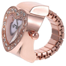 Hartvormige vingerring horloge voor dames, elegant dagelijks gebruik, stijlvol cadeau, zilverkleurig en comfortabel