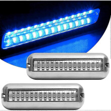 Underwater Lights IP68 Waterproof SUS316 Stainless Steel 42 LED Blue Marine Navigation Lights 2 Pack for Boat and Yacht
